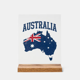 Señal Acrílica Mapa de bandera de Australia Gráfico angustiado vi