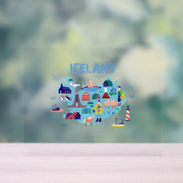 Señal Acrílica mapa de Islandia (Neutral )