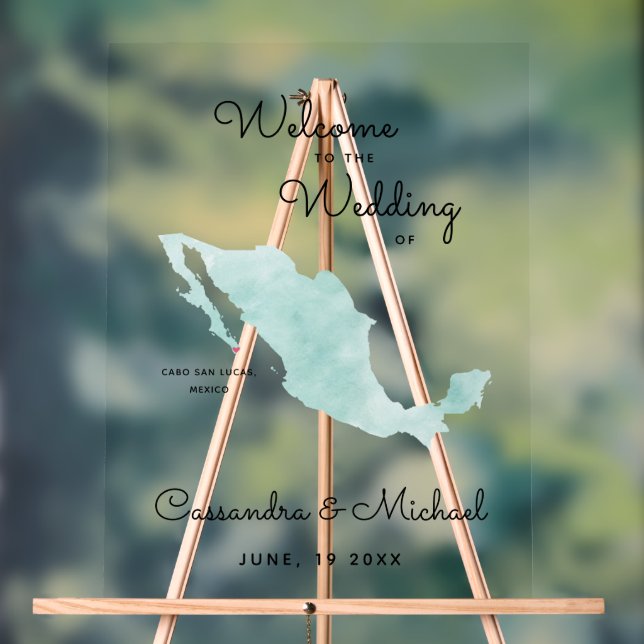 Señal Acrílica Mapa de México | Cabo | Bienvenida de boda de dest (Neutral )