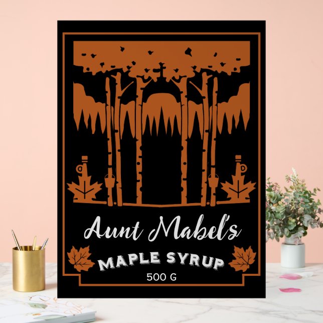 Señal Acrílica Maple Syrup Home Made Editable (Boda)