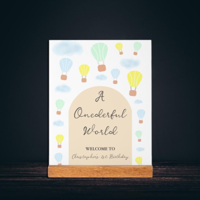 Señal Acrílica Maravilloso mundo globo aerostático 1º cumpleaños (Subido por el creador)