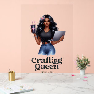 Señal Acrílica Marca de Reina de la Creatividad Negra y con Estil