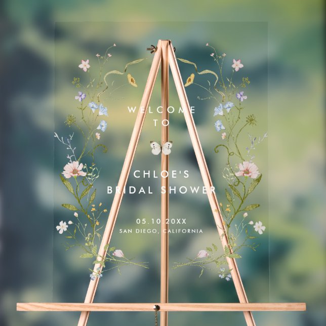 Señal Acrílica Marco de Flor Silvestre Pastel Ducha Británica (Neutral )