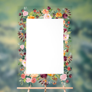 Señal Acrílica Marco de flores del jardín inglés