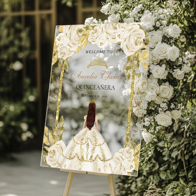 Señal Acrílica Marfil White Princess Floral Quinceanera Cumpleaño (Subido por el creador)