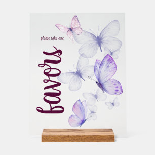 Señal Acrílica Mariposa besa Baby Shower Favorece el púrpura