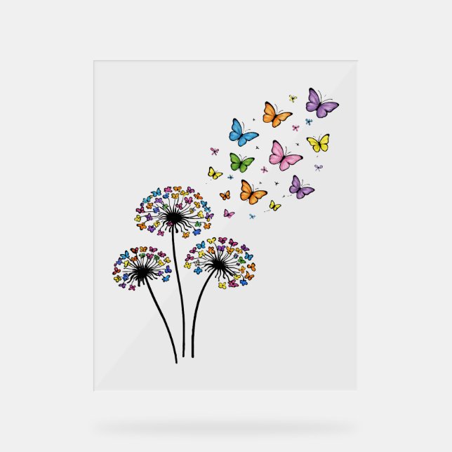 Señal Acrílica Mariposa de diente de león fluye (Anverso)