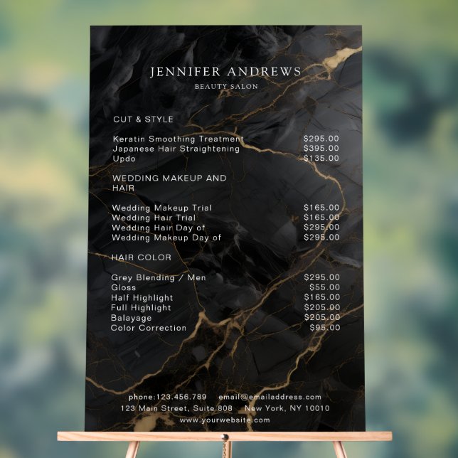 Señal Acrílica Mármol, oro negro, salón (Neutral )