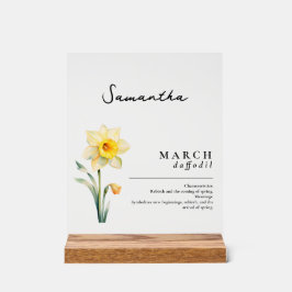 Señal Acrílica Marzo Mes de Nacimiento Flor Daffodil Personalizad