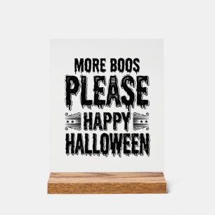Señal Acrílica Más Boos Por Favor Tipografía Vintage de Halloween