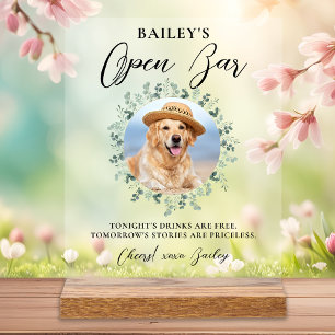 Señal Acrílica Mascota Boda Dog Open Bar Cócteles