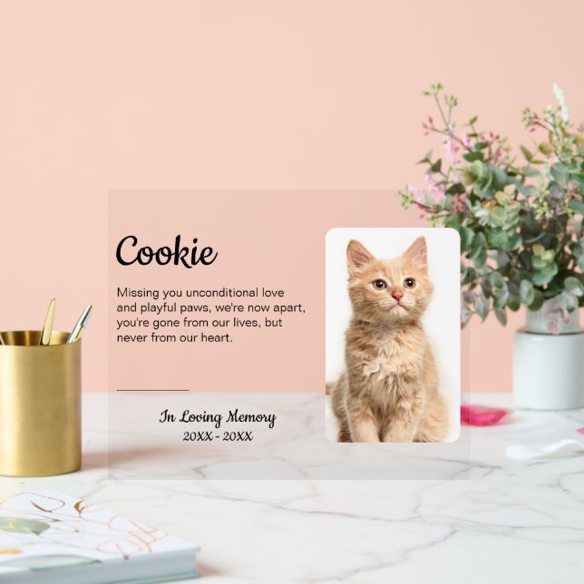 Señal Acrílica Mascota personalizado Memorial Foto Perro Gato Pér (Boda)