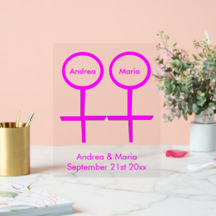 Señal Acrílica Matrimonio personalizado para amantes de las lesbi
