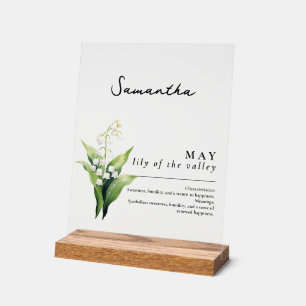 Señal Acrílica May Birth Month Flower Lily Personalizada