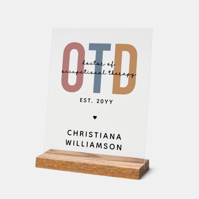 Señal Acrílica Médico de Terapia Ocupacional Personalizada (Ángulo)