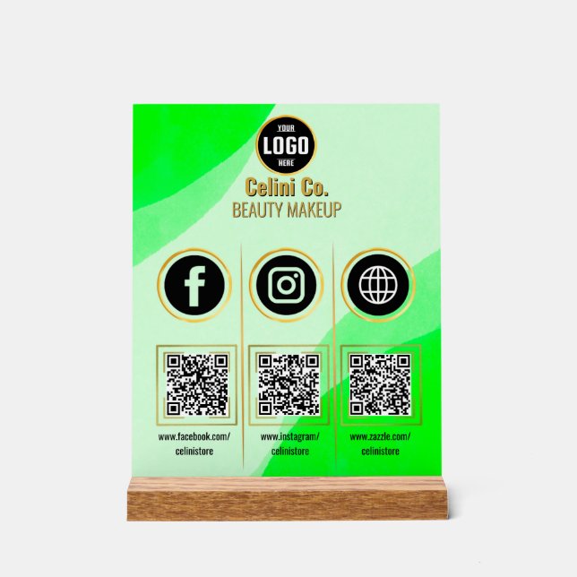 Señal Acrílica Medios sociales Código QR Rótulo acrílico - Bellez (Anverso)