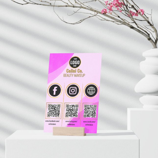 Señal Acrílica Medios sociales Código QR Rótulo acrílico - Bellez (Social Media QR Code Acrylic Sign - Custom Beauty Display)