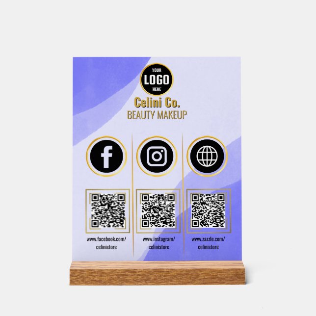 Señal Acrílica Medios sociales Código QR Rótulo acrílico - Bellez (Anverso)