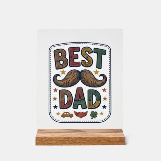 Señal Acrílica Mejor diseño de padre con bigote vintage vectorial