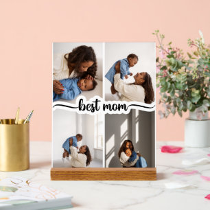 Señal Acrílica Mejor Mamá Personalizada 4 Collage de fotos