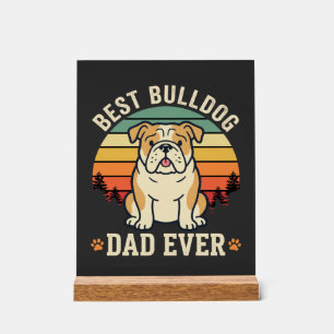 Señal Acrílica Mejor papá Bulldog Retro Vector