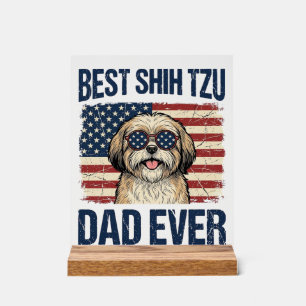 Señal Acrílica Mejor papá de Shih Tzu patriota perenne