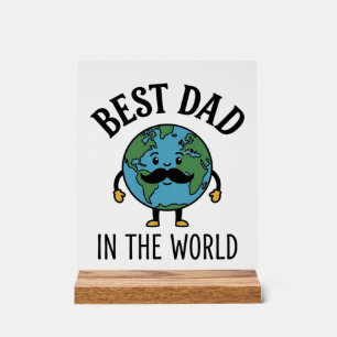 Señal Acrílica Mejor Papá del Mundo Earth Mostacho Diseño de Cami