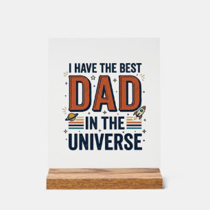 Señal Acrílica Mejor Papá del Universo Diseño de Vector Espacial_