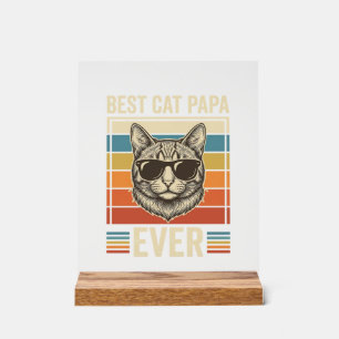 Señal Acrílica Mejor Papá Gato de la Historia Diseño Vintage Cami
