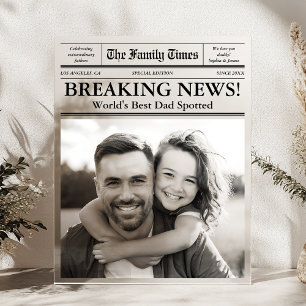 Señal Acrílica Mejor Papá Periódico Foto Personalizada