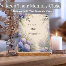 Señal Acrílica Memorial de código QR personalizado con flores de