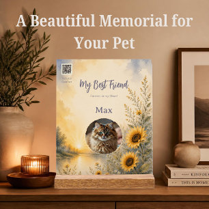 Señal Acrílica Memorial de Mascota con Foto y Código QR de Spotif