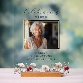 Señal Acrílica Memorial fotográfico rosa y blanco 11x14