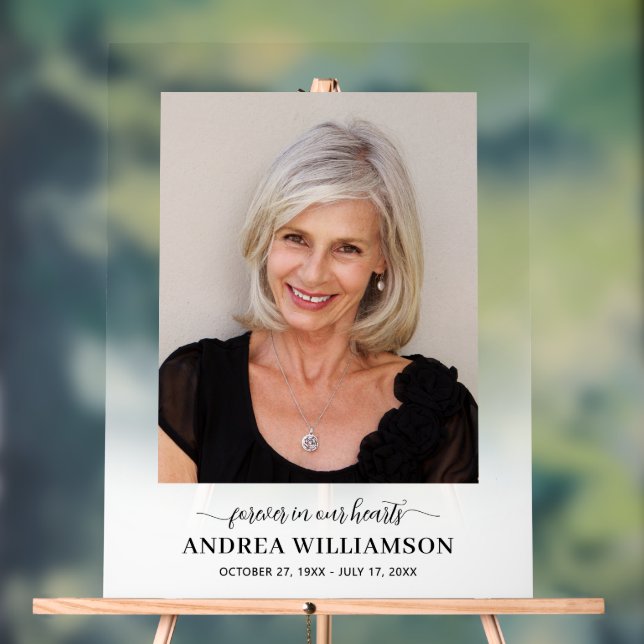 Señal Acrílica Memorial Funeral Celebración de la Vida Foto (Neutral )