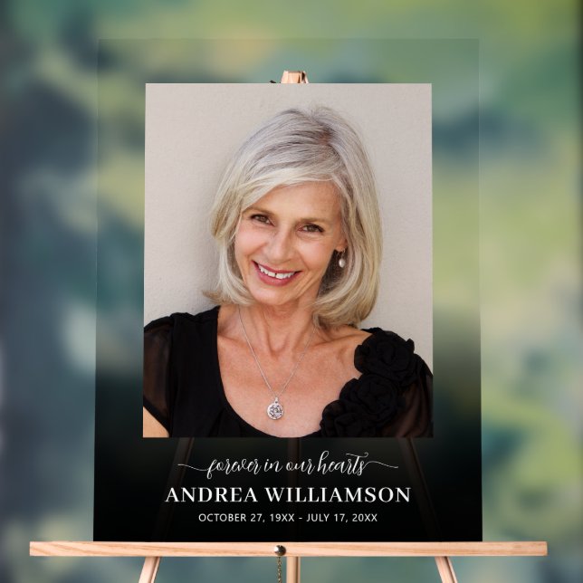 Señal Acrílica Memorial Funeral Celebración de la Vida Foto (Neutral )