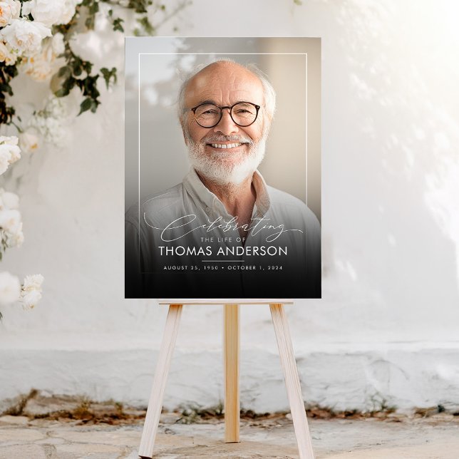 Señal Acrílica Memorial o homenaje a la foto funeraria Black Fade (Memorial Funeral Black Faded Acrylic Photo Sign)