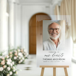 Señal Acrílica Memorial o homenaje a la foto funeraria blanco
