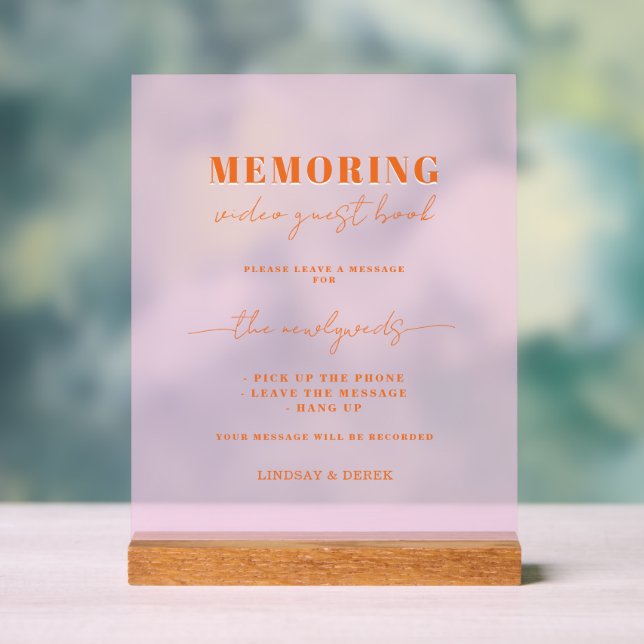Señal Acrílica Memoring Guest Book Message Sign (Neutral )