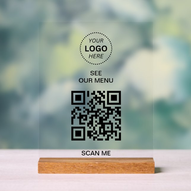 Señal Acrílica Menú Código QR | Crear su propio modelo moderno si (Neutral )