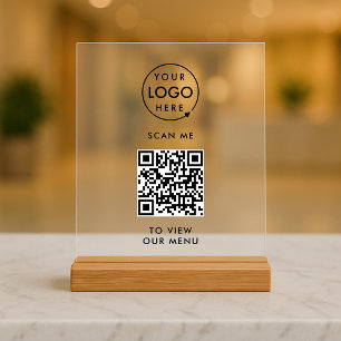 Señal Acrílica Menú Código QR   Logotipo sin contacto Moderno
