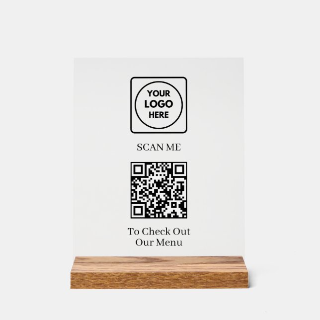 Señal Acrílica Menú Código QR personalizado | Pantalla de logotip (Anverso)