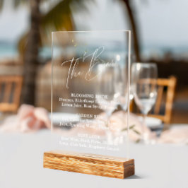 Señal Acrílica Menú de Bar de Despedida de Soltera Botánico Minim