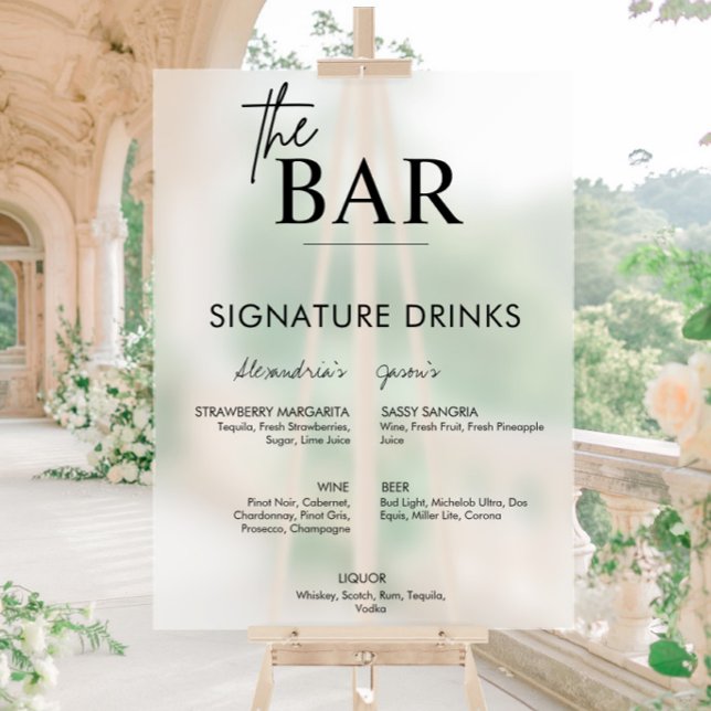 Señal Acrílica Menú de Bebidas de Firma para Bodas Negras con Bar (Subido por el creador)