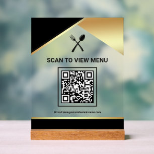 Señal Acrílica Menú de código QR digital del restaurante Black Go