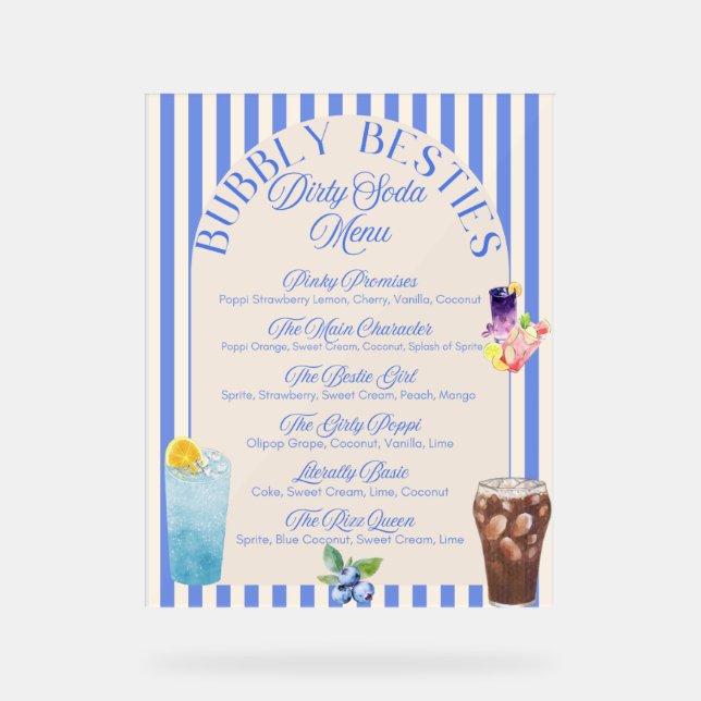 Señal Acrílica Menú de refrescos sucios personalizados | Rótulo d (Anverso)