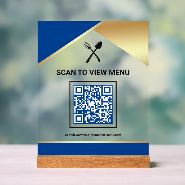 Señal Acrílica Menú digital de código QR del restaurante Royal Bl (Neutral )