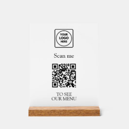 Señal Acrílica Menú moderno con código QR | Logotipo personalizad