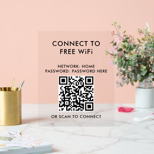Señal Acrílica Menú sin contacto Código QR Conexión WiFi (Boda)
