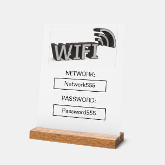 Señal Acrílica Mesa Acrílica de Contraseña Wifi Negocios Moderna