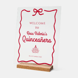 Señal Acrílica Mesa de bienvenida Red Quinceañera